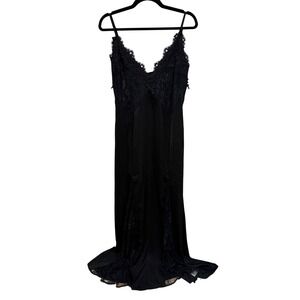 CIDER Black‎ Maxi Slip Dress XL Lace Border Dark Romantic Fairycore Whimsigoth